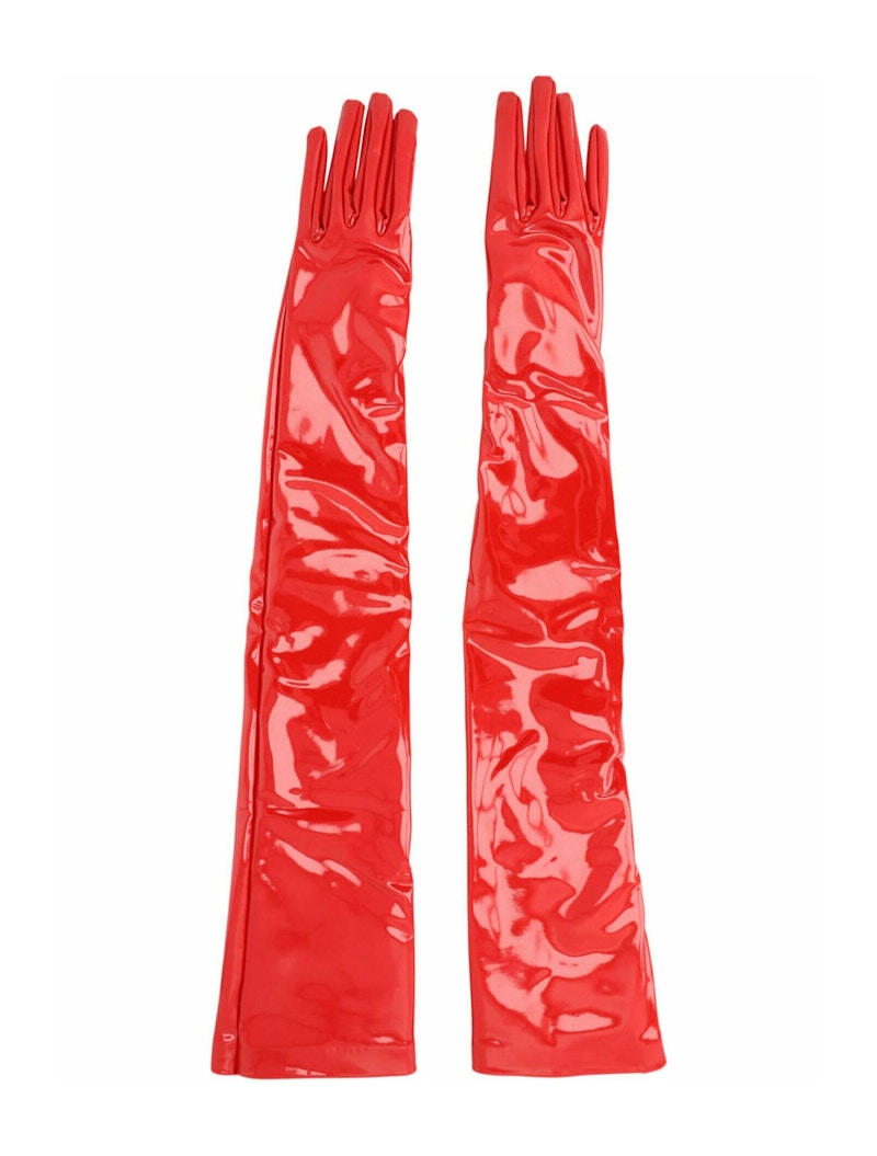 Gucci Faux Patent Leather Gloves Bright Red