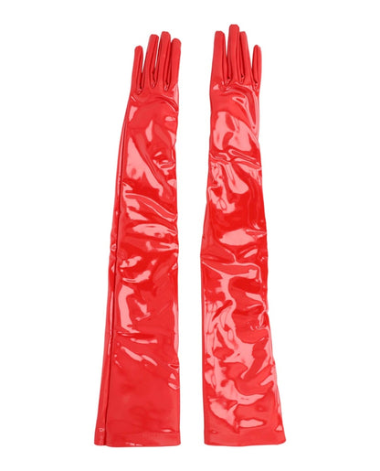 Gucci Faux Patent Leather Gloves Bright Red