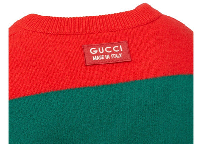 Gucci Felted Wool Striped Sweater Red/Green