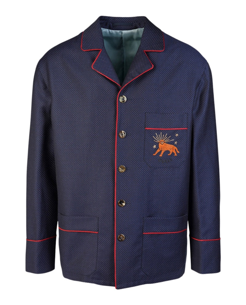 Gucci Fine Dots Feline Jacket Dark Blue