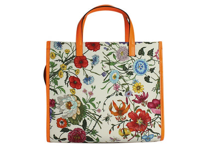 Gucci Flora Tote Medium Orange Multicolor