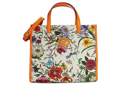 Gucci Flora Tote Medium Orange Multicolor