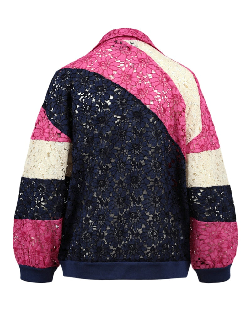 Gucci Floral Guipure Lace Track Jacket Ink Multi