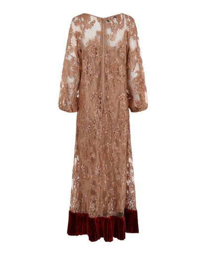 Gucci Floral Lace Dress Brown