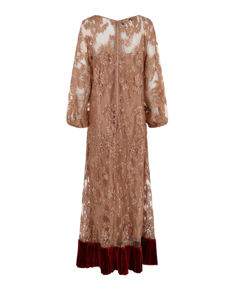 Gucci Floral Lace Dress Brown