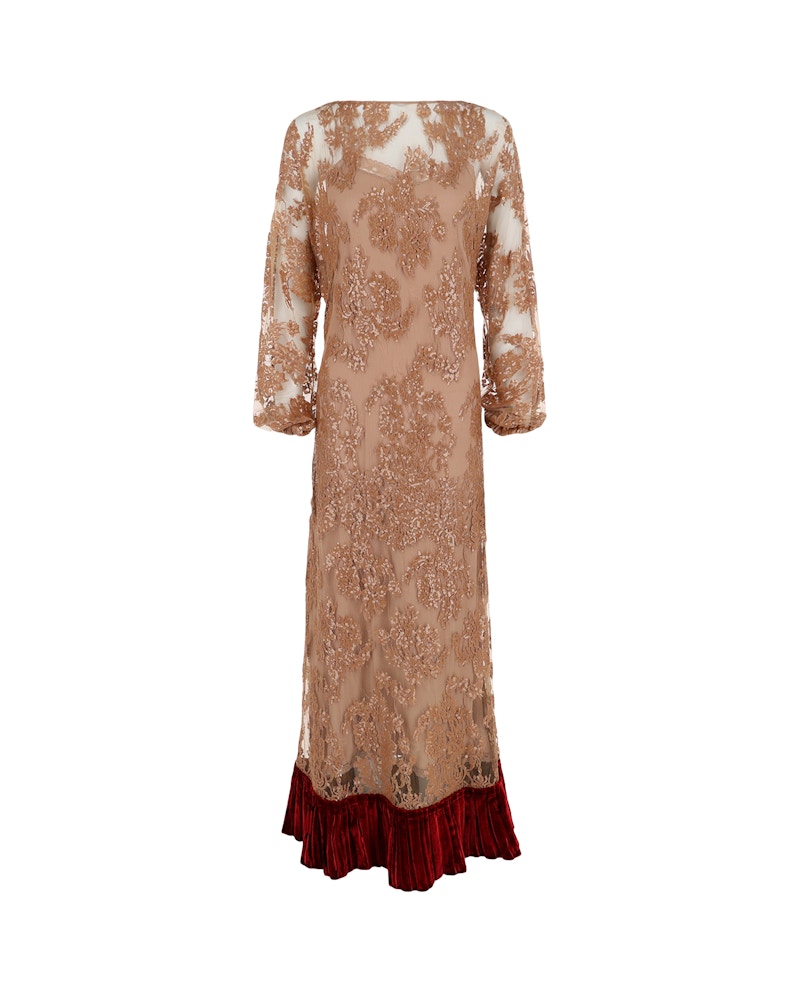 Gucci Floral Lace Dress Brown Multi