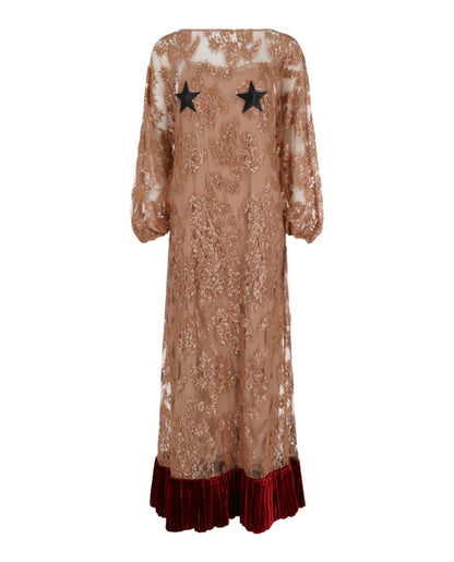 Gucci Floral Lace Dress Brown