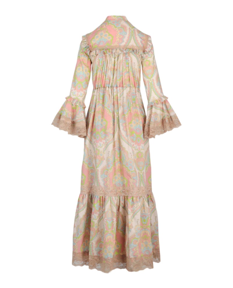 Gucci Floral Lace Maxi Dress Pink