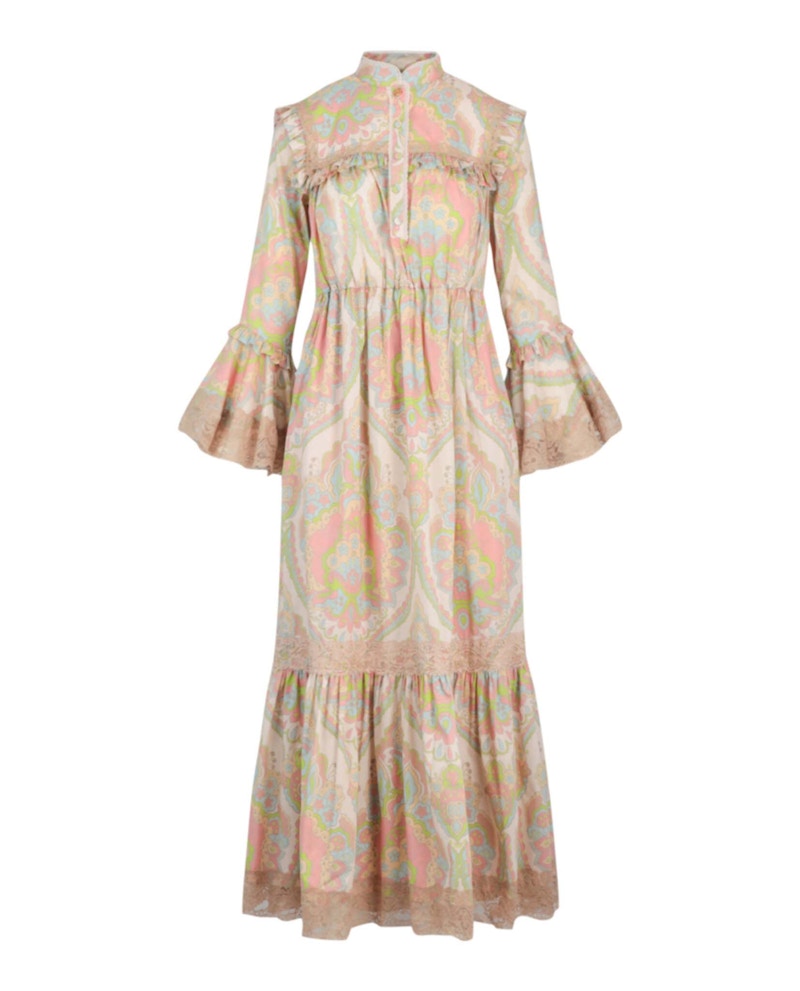 Gucci Floral Lace Maxi Dress Pink