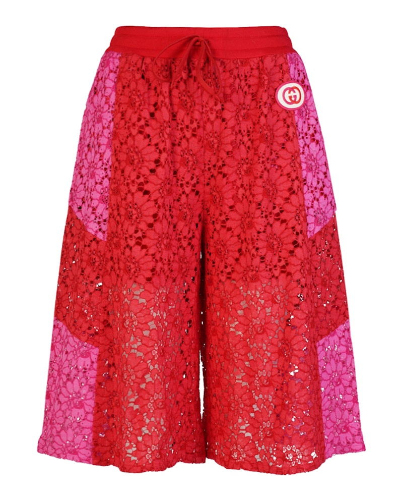Gucci Floral Lace Shorts Live Red
