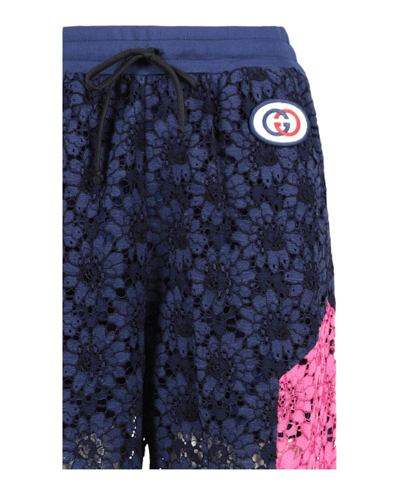 Gucci Floral Lace Track Pants Ink Multi