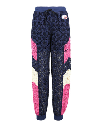 Gucci Floral Lace Track Pants Ink Multi