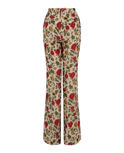 Gucci Floral Patterned Boot Cut Pants Multi