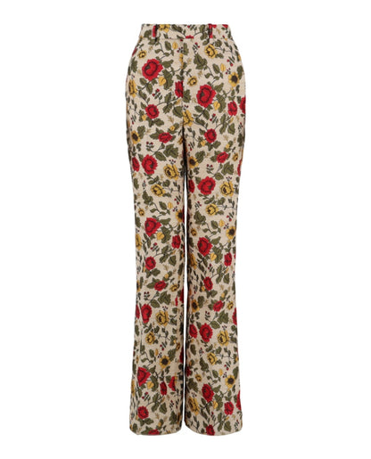 Gucci Floral Patterned Boot Cut Pants Multi