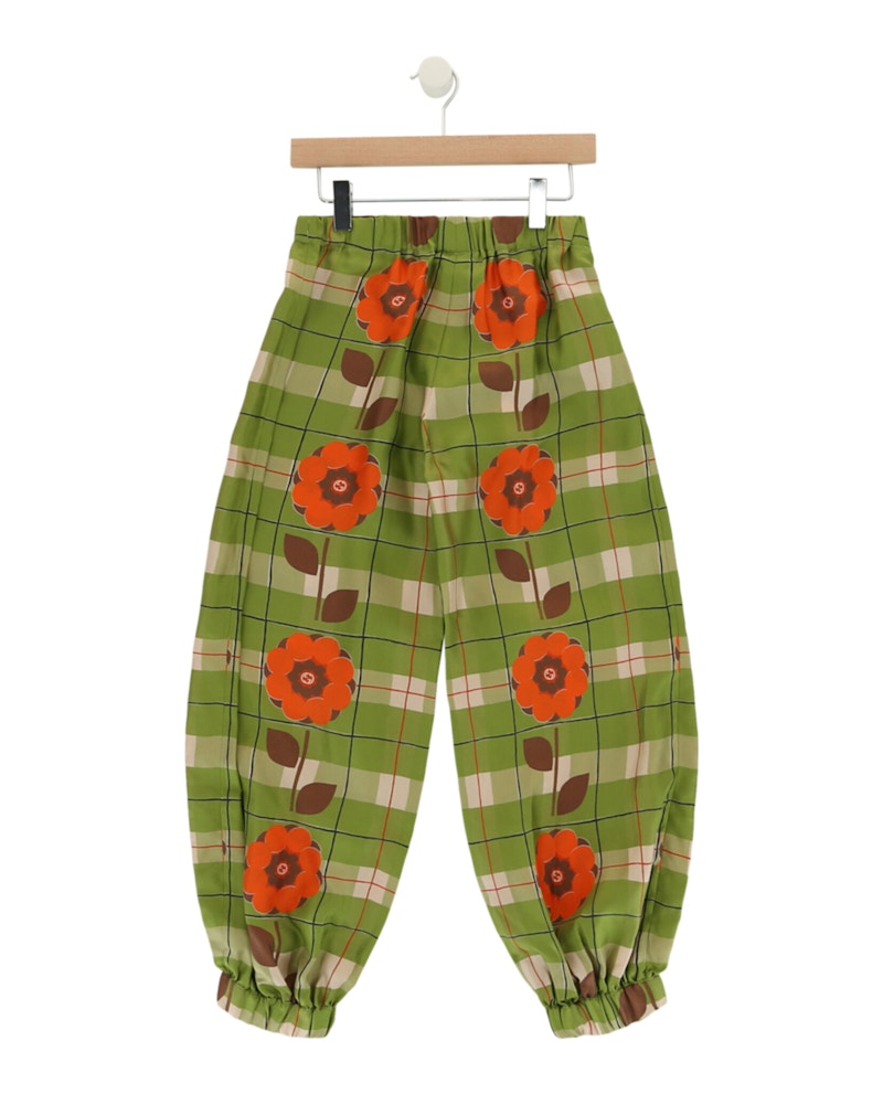 Gucci Floral Silk Pants Green