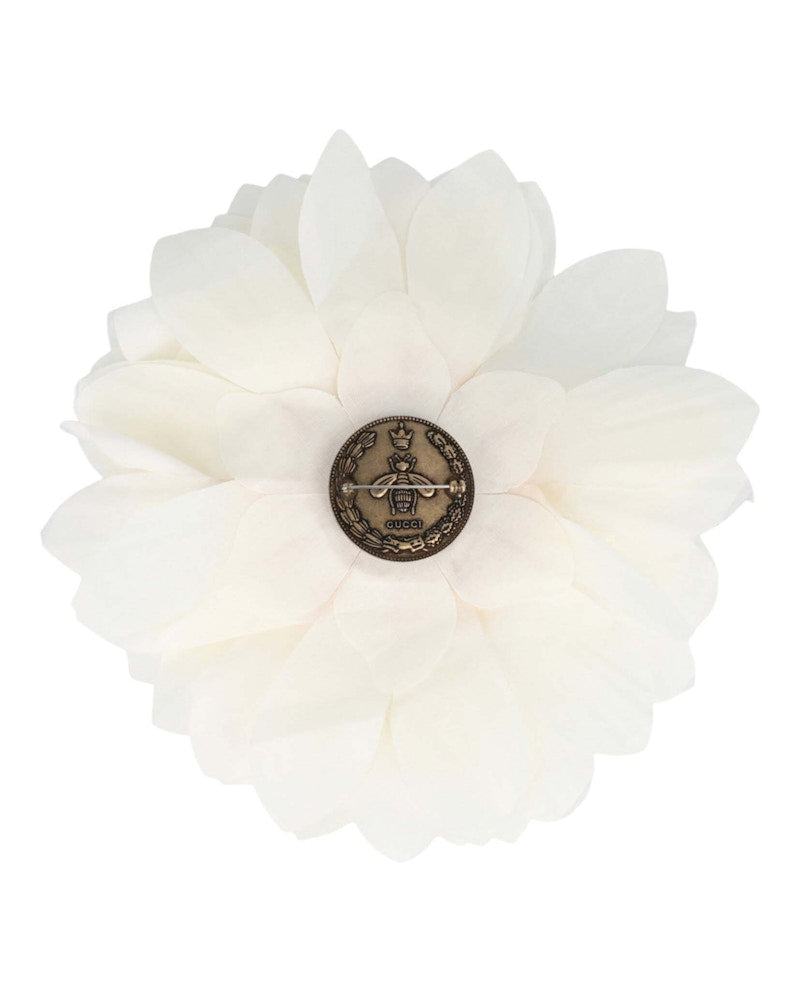 Gucci Flower Silk Brooch White