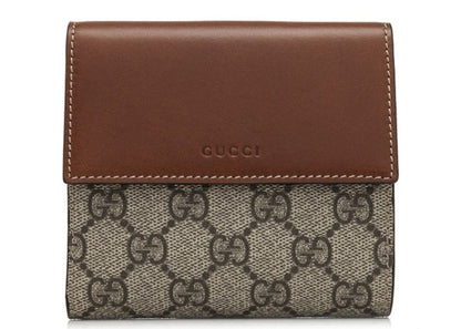 Gucci French Flap Wallet GG Supreme Brown