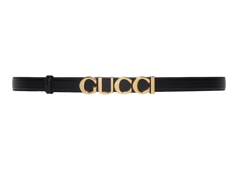 Gucci Buckle Thin Belt Black