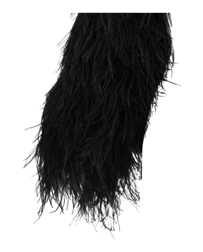 Gucci Slip On Feather Arm Warmers Black