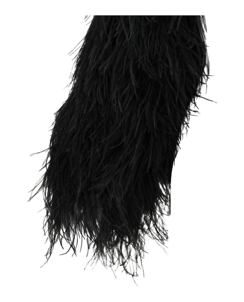 Gucci Slip On Feather Arm Warmers Black
