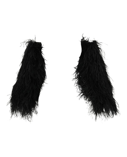 Gucci Slip On Feather Arm Warmers Black