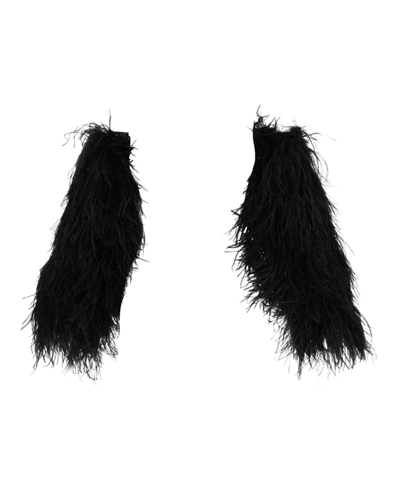 Gucci Slip On Feather Arm Warmers Black