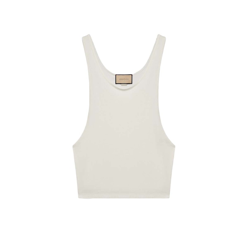 Gucci Soft Cotton Jersey Tank Top White