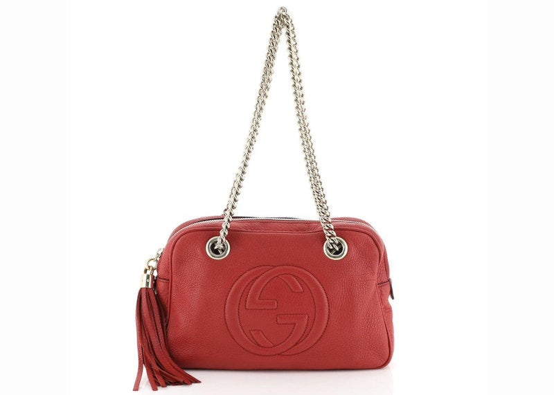 Gucci Soho Chain Zip Shoulder Bag Small Red