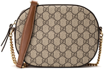 Gucci Crossbody Chain Bag GG Supreme Mini Brown
