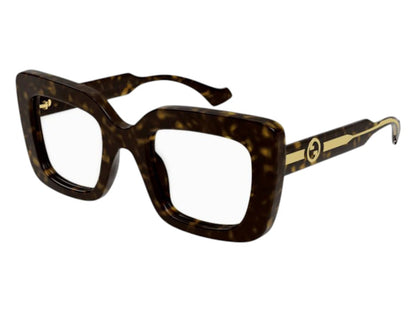 Gucci Square Eyeglasses Shiny Dark Havana (GG1554O 002)
