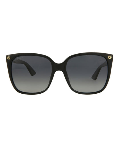 Gucci Square-Frame Acetate Sunglasses Black Black Grey (GG0022S-30000969-007)