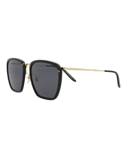 Gucci Square-Frame Acetate Sunglasses Black/Gold/Grey (GG0673S-30008621-001)