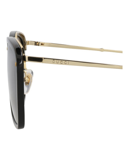 Gucci Square-Frame Acetate Sunglasses Black/Gold/Grey (GG0673S-30008621-001)