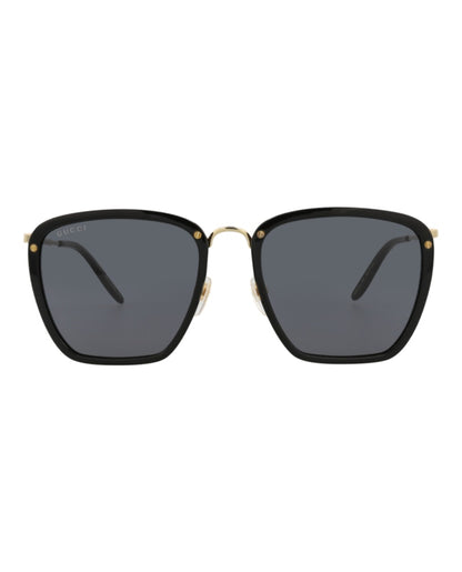 Gucci Square-Frame Acetate Sunglasses Black/Gold/Grey (GG0673S-30008621-001)
