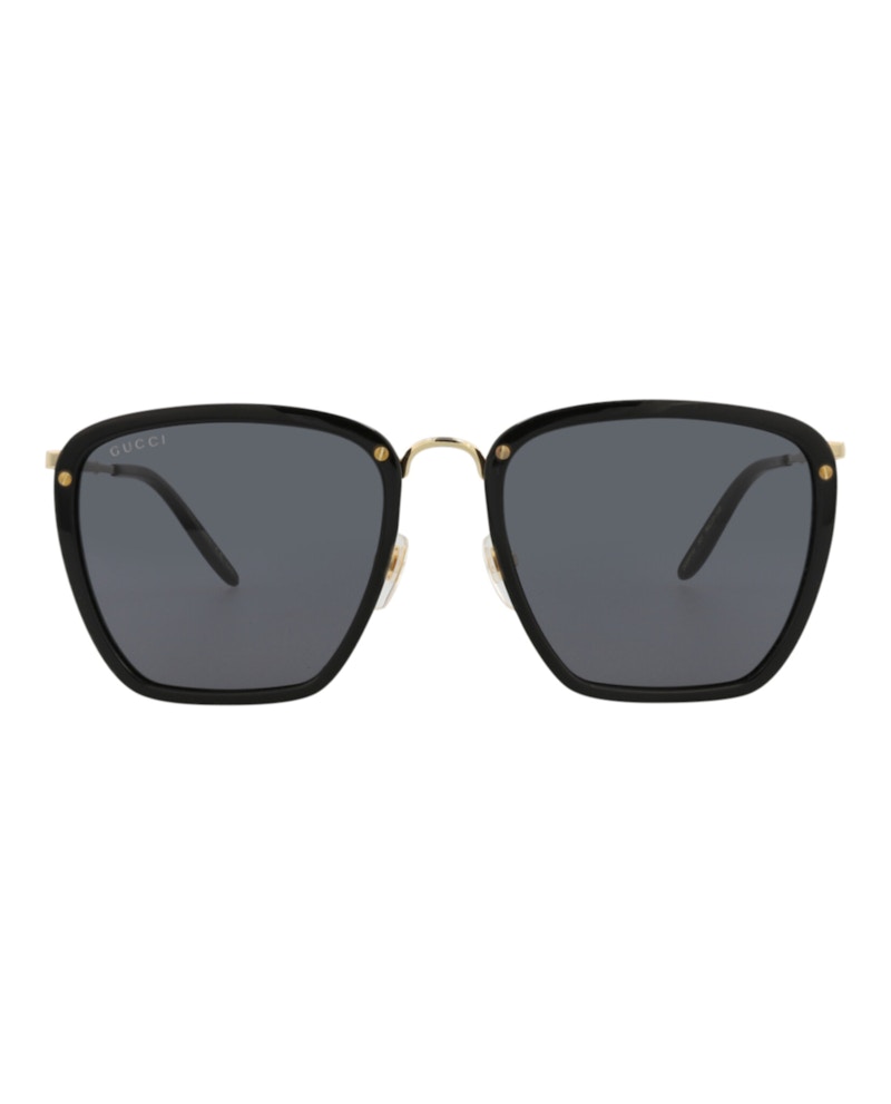 Gucci Square-Frame Acetate Sunglasses Black/Gold/Grey (GG0673S-30008621-001)
