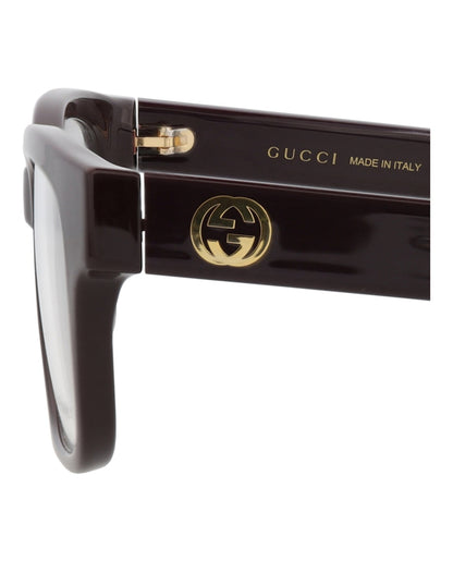 Gucci Square-Frame Injection Optical Frames Burgundy Burgundy Transparent (GG1341O-30013879-004)