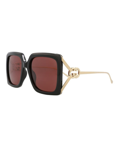 Gucci Square-Frame Injection Sunglasses Black Gold Red (GG1324S-30013919-004)