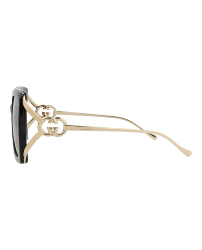 Gucci Square-Frame Injection Sunglasses Black Gold Red (GG1324S-30013919-004)