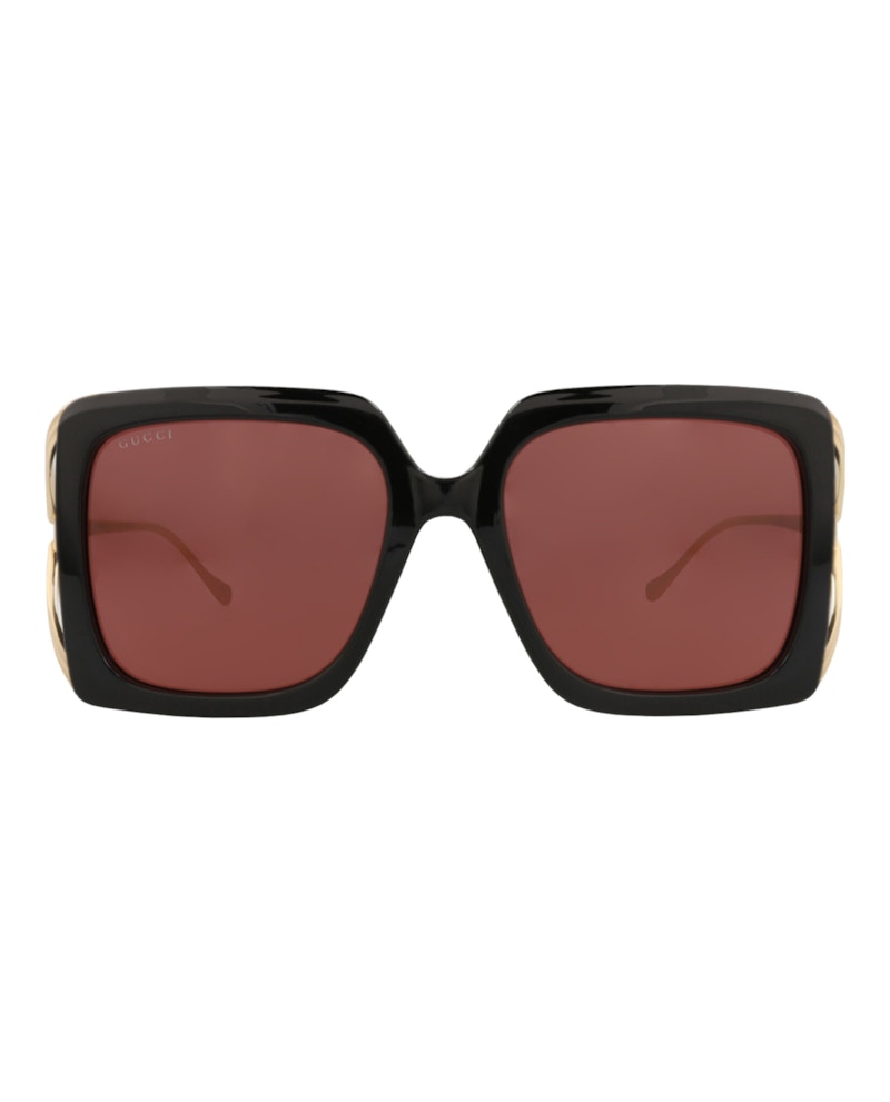 Gucci Square-Frame Injection Sunglasses Black Gold Red (GG1324S-30013919-004)