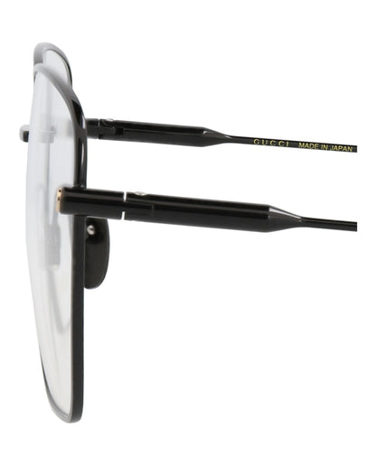 Gucci Square-Frame Metal Optical Frames Black Black Transparent (GG1414O-30014424-003)
