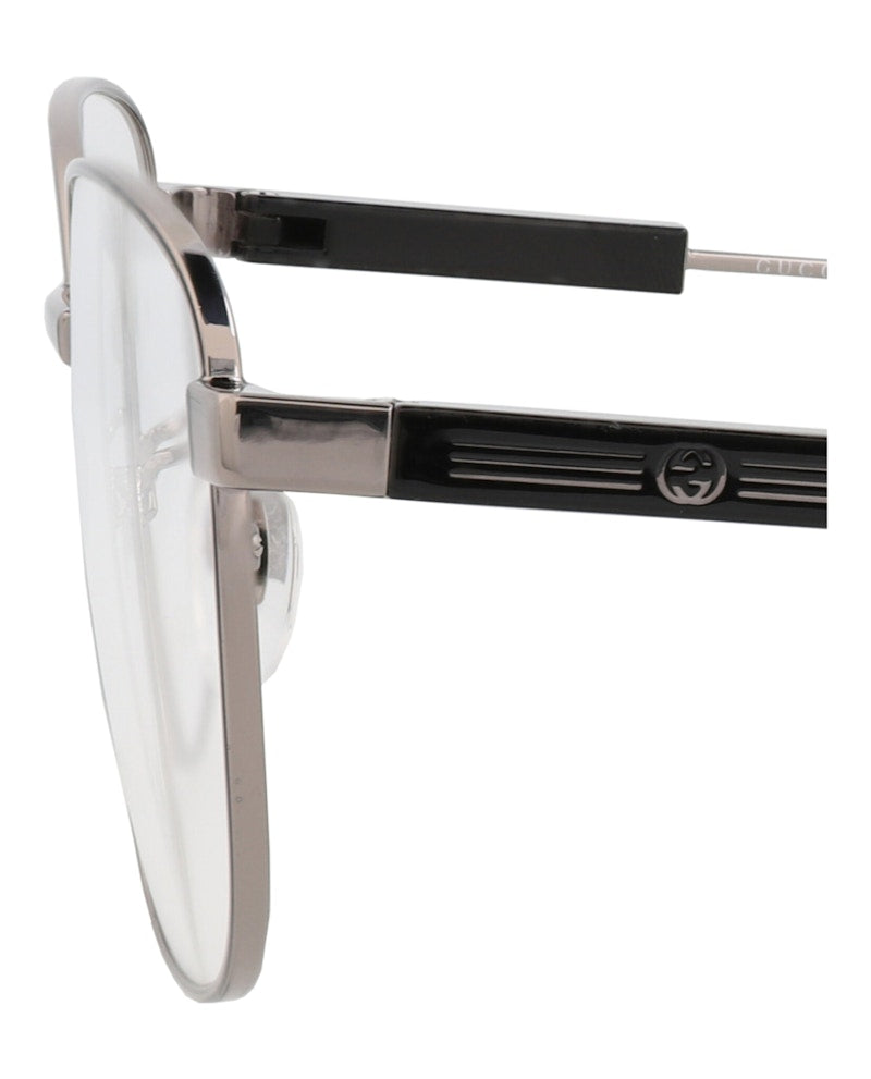 Gucci Square-Frame Metal Optical Frames Ruthenium Ruthenium Transparent (GG1312O-30013899-001)