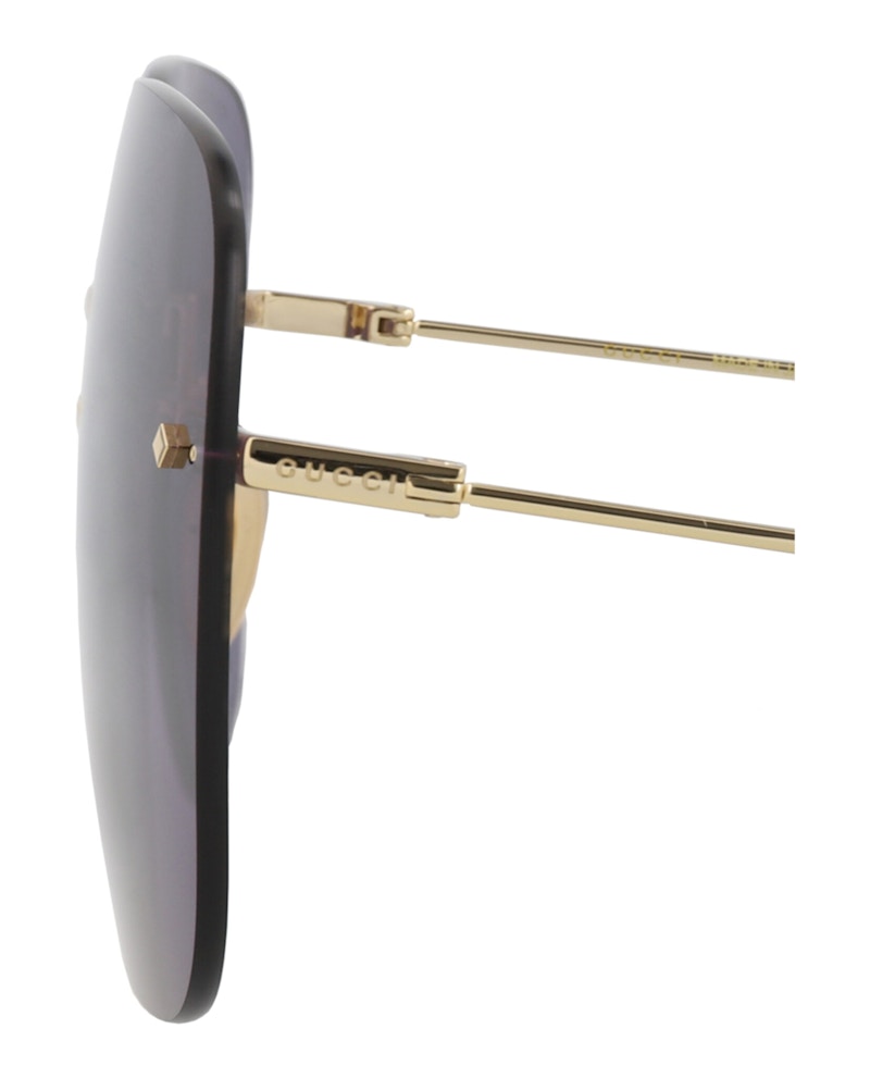 Gucci Square-Frame Metal Sunglasses Gold Gold Blue (GG1148S-30012727-005)
