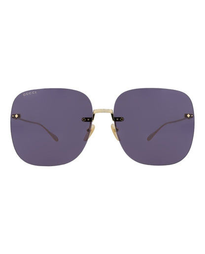 Gucci Square-Frame Metal Sunglasses Gold Gold Blue (GG1148S-30012727-005)