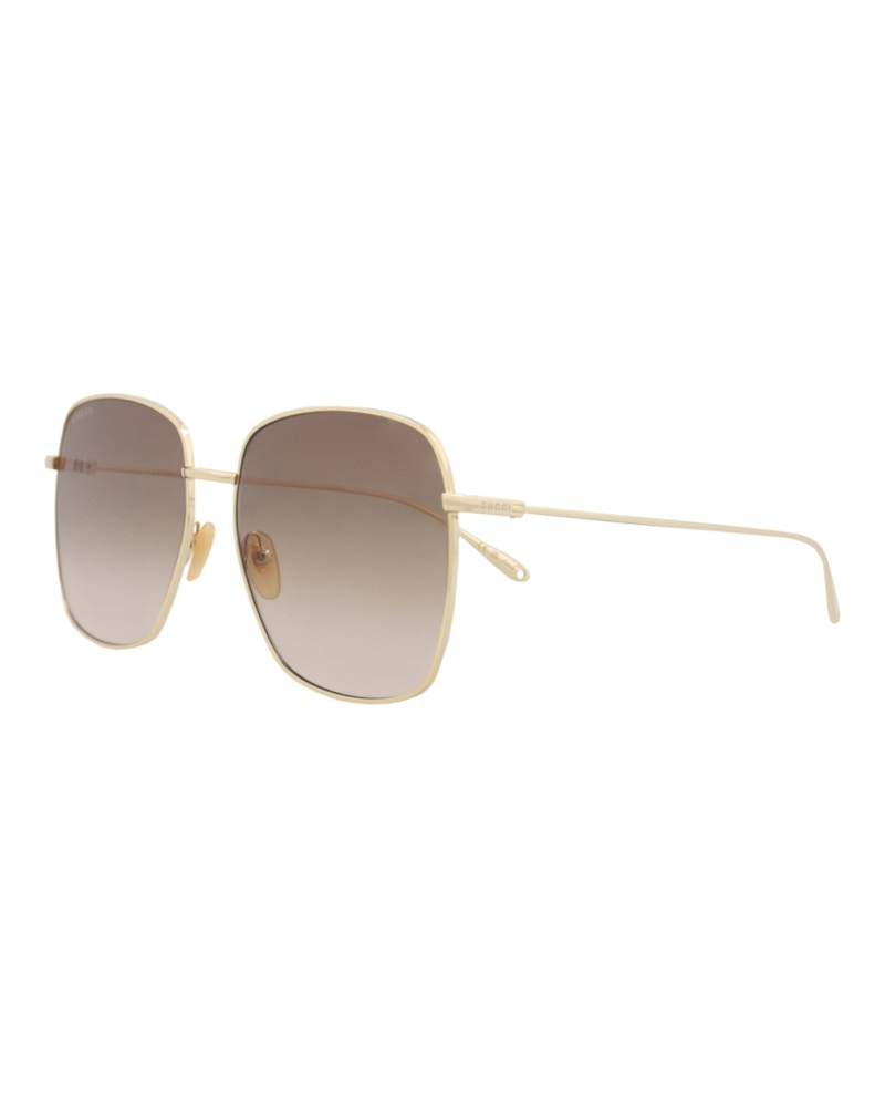 Gucci Square-Frame Metal Sunglasses Gold Gold Brown (GG1031S-30011783-003)