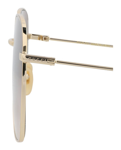 Gucci Square-Frame Metal Sunglasses Gold Gold Brown (GG1031S-30011783-003)