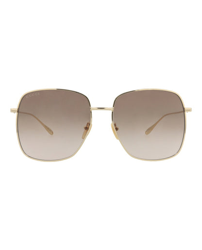 Gucci Square-Frame Metal Sunglasses Gold Gold Brown (GG1031S-30011783-003)