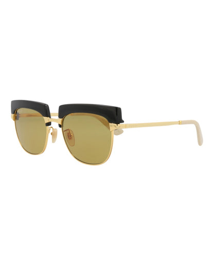 Gucci Square-Frame Metal Sunglasses Gold Gold Brown (GG1132S-30013537-001)
