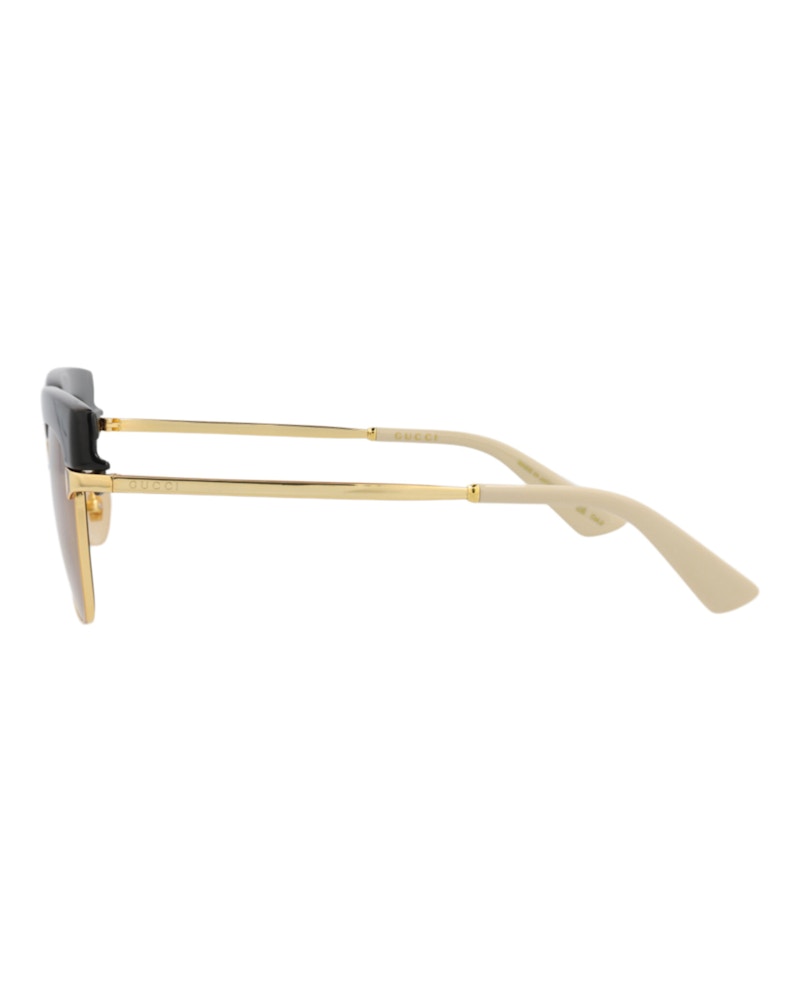 Gucci Square-Frame Metal Sunglasses Gold Gold Brown (GG1132S-30013537-001)