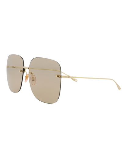 Gucci Square-Frame Metal Sunglasses Gold/Gold/Brown (GG1148S-30012727-003)