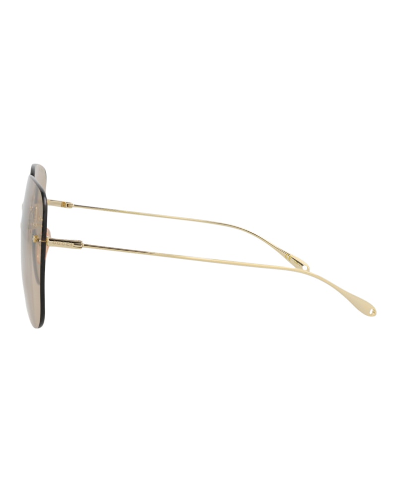 Gucci Square-Frame Metal Sunglasses Gold/Gold/Brown (GG1148S-30012727-003)